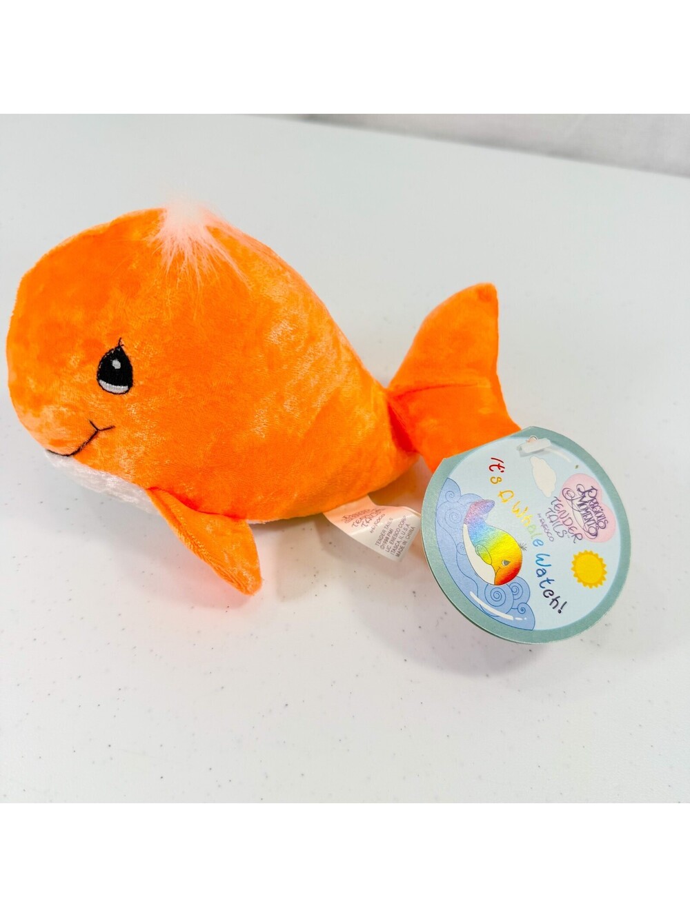 1998 Precious Moments - Tender Tails - Enesco - Plush Bean Bag Orange Whale NWT